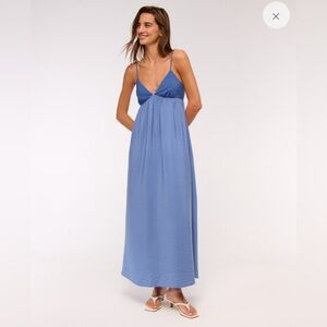 Abercrombie & Fitch Bra Free Clasp Back Maxi Dress Blue